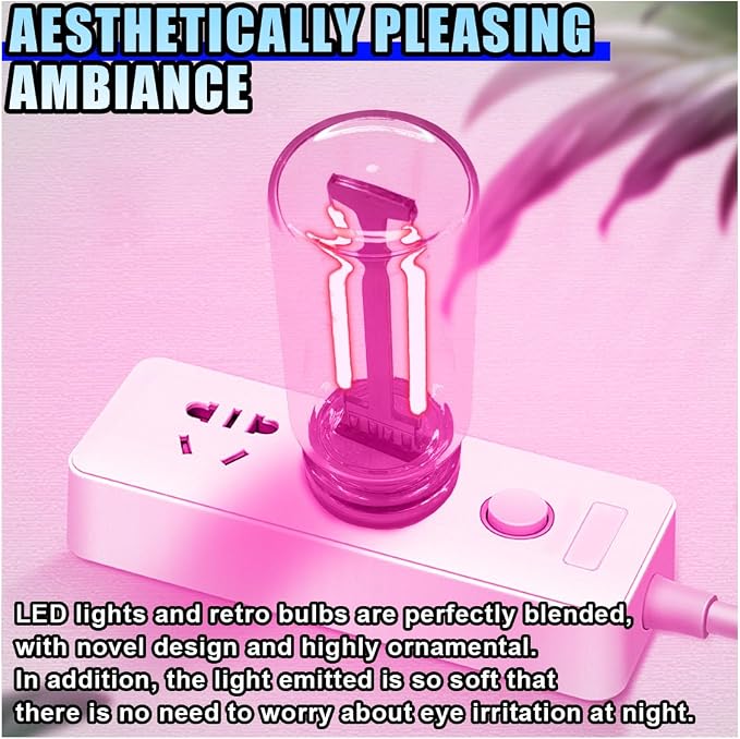 USB LED Car Interior Atmosphere Light, Portable Mini Ambient Light Retro Car Lamps, Plug-in USB Touch Control LED Night Light Auto Interface Charging Lamp for Cars Hallway Bedroom (Pink)