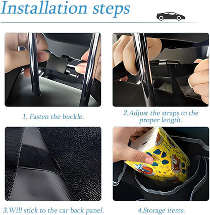 AUCELI Car Trunk Organizer, Backseat Hanging Large Storage with Adjustable Straps, Waterproof Collapsible Cargo Bag with 4 Pockets, Sturdy Space Saver Frees Trunk Floor for SUV, Truck, MPV