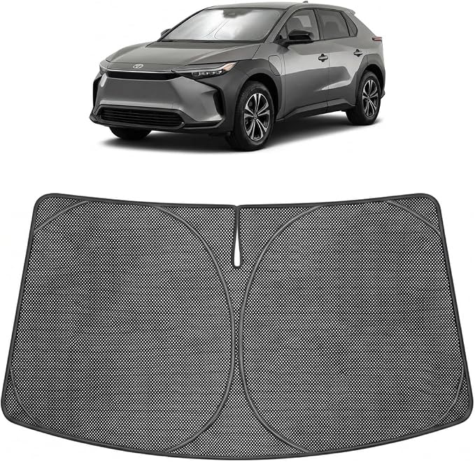 Proadsy Windshield Sun Shade Custom Fit Toyota bZ4X 2023-2026 Ice Crystal Black Front Window Sunshade UV and Heat Blocker Foldable Visor Keeps Car Cooler for Summer Parking and Daily Use