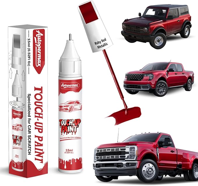 RR Ruby Red Metallic Car Touch Up Paint for Ford, Color Accurate Two-In-One Car Paint Scratch Repair Pen, Professional Scratch Remover for Vehicles Chips and Nicks Scuff