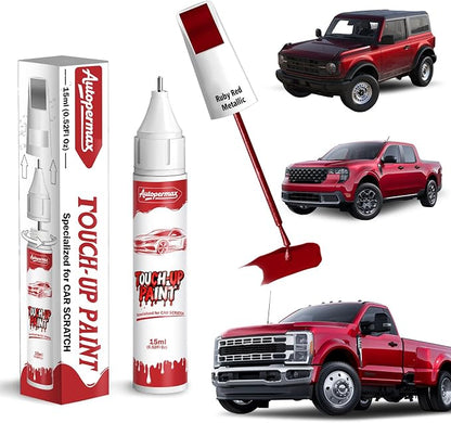 RR Ruby Red Metallic Car Touch Up Paint for Ford, Color Accurate Two-In-One Car Paint Scratch Repair Pen, Professional Scratch Remover for Vehicles Chips and Nicks Scuff