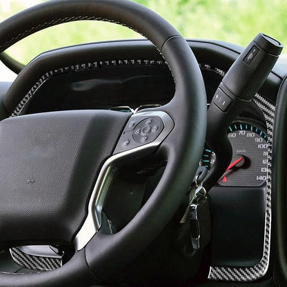 Real Premium Carbon Fiber Fit for Chevy Silverado/GMC Sierra 1500 2014-2018 for 2500/3500HD 2015-2019 Car Speedometer Frame Trim Dash Decals Sticker Decoration Auto Interior Accessories Cover Black