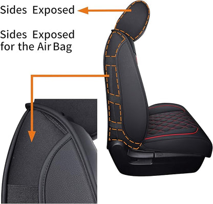 YIERTAI Truck Seat Covers for Toyota Tundra 2008-2023 2024 2025 2026 Crewmax Double Cab Limited Platinum 1794 Edition Tundrasine Concept Waterproof Leather(2 PCS Front only/Black-Red)