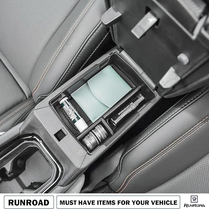 RUNROAD Center Console Organizer Tray Compatible with Jeep Compass 2022 2023 2024 2025 Accessories, Armrest Tray Secondary Storage Box Insert Console Organizer Card Container, Black (NOT For Ltd)