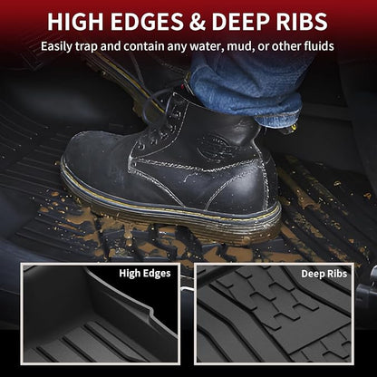 LASFIT Floor Mats for 2020-2017 Ford Fusion & Lincoln MKZ, Custom Fit Full Coverage All Weather TPE Floor Liners, Front & Rear Rows, Black