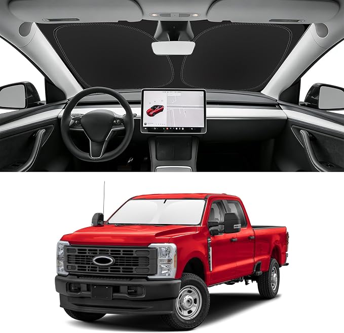 Custom Fit Windshield Sun Shade for Ford F150 F250 F350 F450 2015-2026, Blocks UV & Heat, Front Window Sunshade Accessories, Easy Fold & Store Keep Your Car Cooler