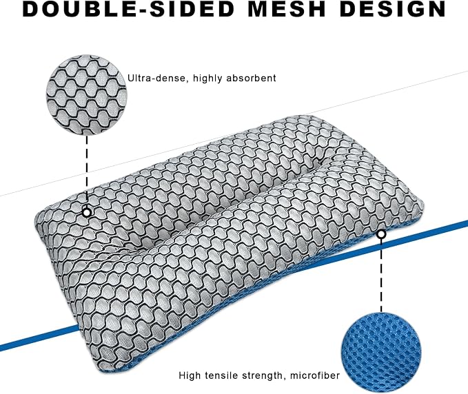 4 PCS Two-Sided Car Wash Sponge, Non-Scratch Microfiber Sponge Pad Soft Mesh Scrubber, Washable Foam Scrub Pads Absorbent Applicator for Cleaning Detailing, Car Accessories (4 PCS)