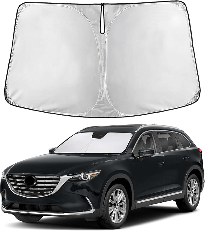 EcoNour Windshield Sunshade Compatible for Mazda CX-9 2016-2024 2025 2026, Sun Visor for Front Windshield & Window Sun Shade Cover, UV Heat Blocker & Protector, Car Accessories