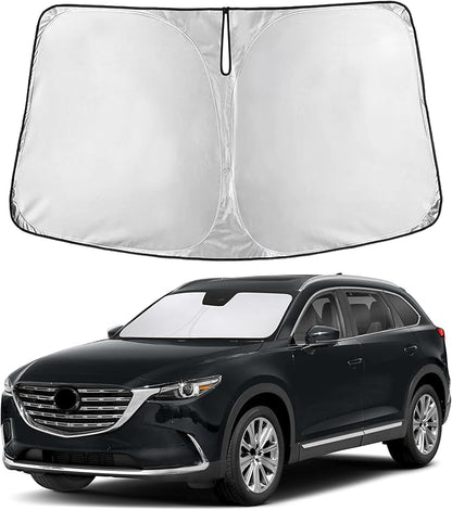 EcoNour Windshield Sunshade Compatible for Mazda CX-9 2016-2024 2025 2026, Sun Visor for Front Windshield & Window Sun Shade Cover, UV Heat Blocker & Protector, Car Accessories