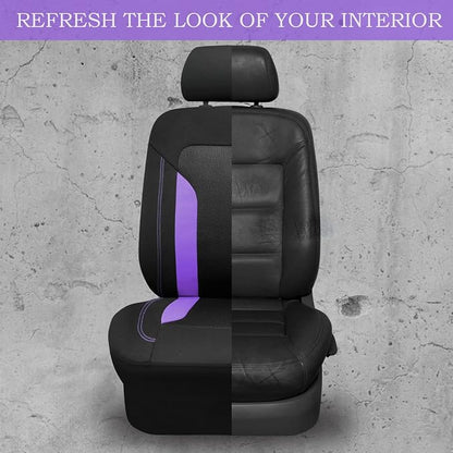 CAR PASS 3D Air Mesh Car Seat Covers Full Set, Breathable Sporty Rear Bench With Zipper for Armrest Box Universal Fit 95% Automotive SUV,Truck,Sedan Interior Cute Women Airbag Compatible, Black Purple