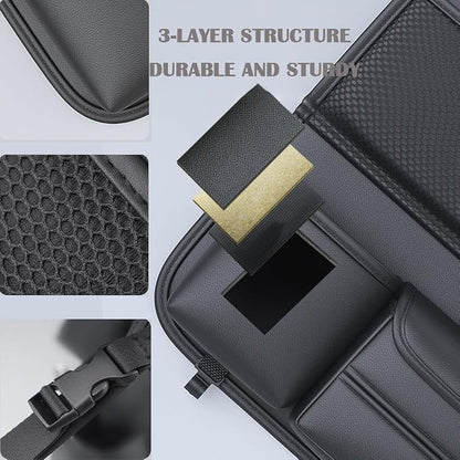 Car Backseat Organizer with Foldable Table Tray,Hanging Storage Bag with Touch Screen Phone Holder,Premium PU Leather Material,Compatible with Most Vehicles,Inner Car Accessories