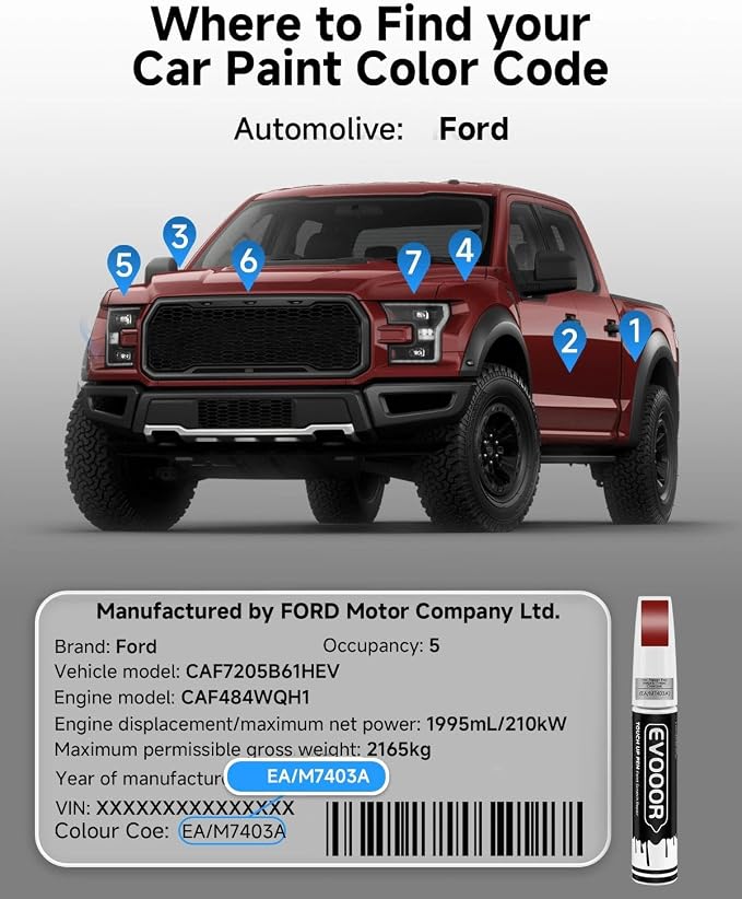 Touch Up Paint for Ford – Exact Match 2 in 1 Paint Pen for Chips and Nicks Repair (Hot Pepper Red Metallic Tinted Clearcoat(EA/M7403A))