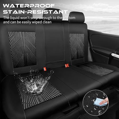 CAR PASS 3D Neoprene Back Seat Cover, Waterproof Rear Seat Covers Universal Fit for Cars Sedans Trucks Vans and SUVs, Black