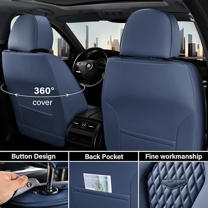 Coverado Seat Covers, Car Seat Covers Front Seats, Blue Car Seat Cover, Waterproof Car Seat Covers, Car Seat Cushion, Front Car Seat Covers Leatherette Car Seat Protector Universal Fit Most Cars