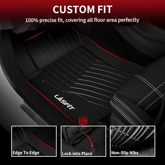 LASFIT Floor Mats for Mercedes Benz CLA 2014-2019 & GLA 2015-2020 250/45 AMG, All Weather TPE Custom Fit Car Mats for Mercedes CLA & GLA Floor Liners, 1st & 2nd Row Set, Black