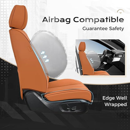 Coverado Seat Covers, Car Seat Covers Front Seats, Leather Seat Covers for Cars, Car Seat Protector Waterproof, Car Seat Cushion, Front Carseat Cover Universal Fit for Most Cars Orange