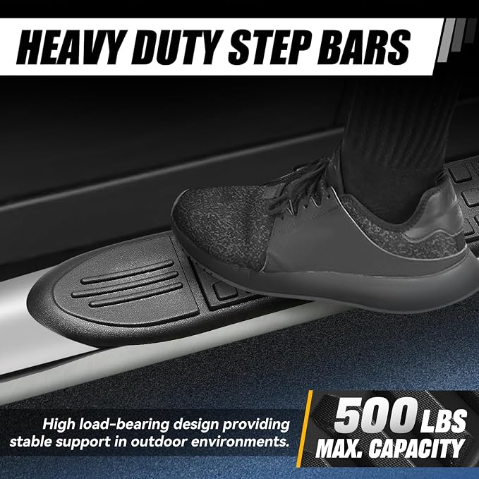 Auto Dynasty 3" Running Boards for 1999-2016 Silverado Sierra Yukon Tahoe Ram Extended Crew Cab, Stainless Steel Nerf Bar, Polished Chrome Side Step