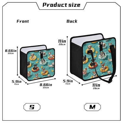 Car Trash Can Organizer Bin with Adjustable Strap for Back Front Seat Console Waterproof Leakproof Collapsible Portable 11 Inch Teal Swimming Pool Dogs and Ducks