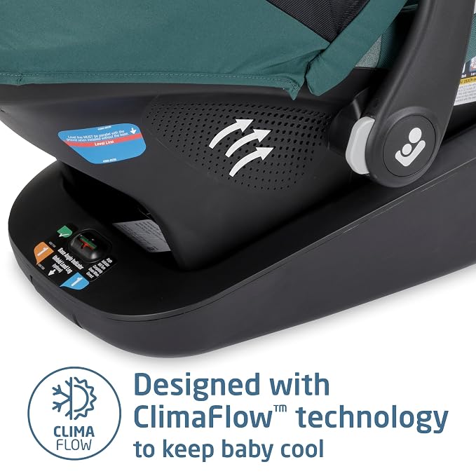 Maxi-Cosi Mico Luxe+ Baby Car Seat: Infant Car Seat with Base and Versatile Baby Carrier Seat Functionality, Essential Green