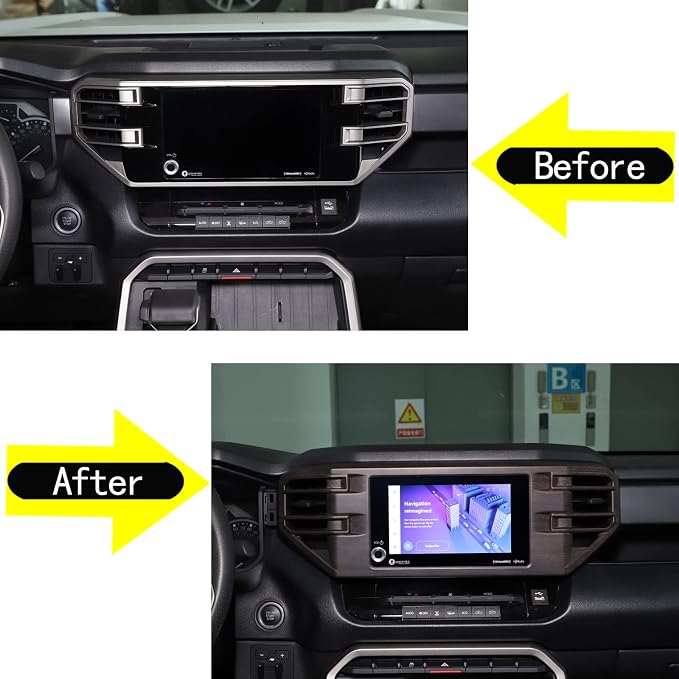 Aunginsy Center Console Air Outlet Trim Cover Compatible with Toyota Tundra/Sequoia 2022-2026, Air Conditioning A/C Vent Panel Large Frame Decorative Cover Protector ABS Accessories, For 8-inch Screen