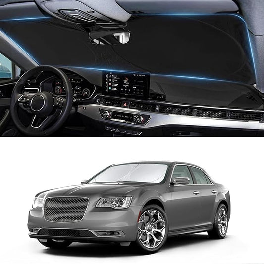Sunshade for Chrysler 300 Windshield Sun Shade for Chrysler 300 300C 2011-2023 2024 2025 Car Accessories Foldable Front Window Shield Cover Sun Visor Protector 2 Layers Block UV Rays Heat with Pouch
