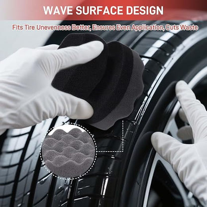 3PCS Tire Shine Applicator Pads, High-Density Wave-Grip Pad for Leather & Tire Care, Auto Detailing Tool, Durable and Reusae Applicator Pad for Auto Polishing, Cleaning, and Waxing