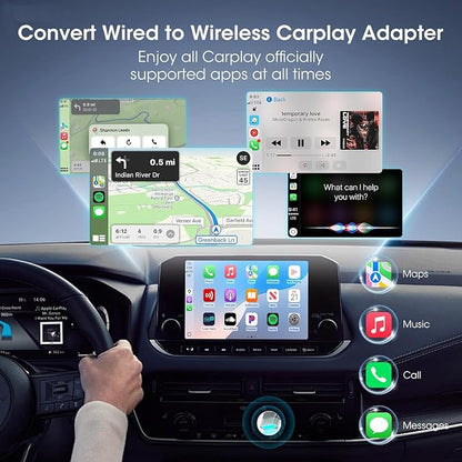 Mini Wireless Carplay Adapter for Apple iPhone,Plug and Play Easy Setup Automatic Reconnect,Convert Wired to Wireless Carplay Adapter Dongle,for Car Play 2016+ & iPhone iOS 10+ (USB A) Grey01
