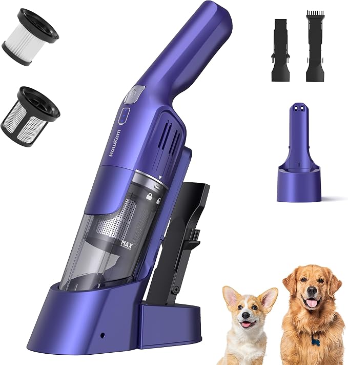 Handheld Vacuum Cordless, 24KPA Powerful, Rechargeable, Charging Dock, Ergonomic Handle, 2-in-1 Crevice Tool, 1.8lb Portable Vacuum Cleaner with 2-Speed for Car, Portable Car & Pet Hair Vacuum