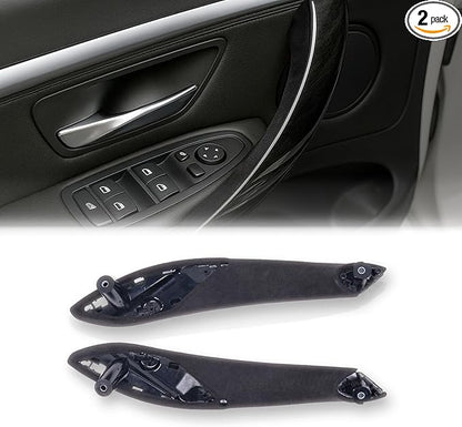 2PCS Premium Suede Inner Door Handle Replacement for BMW 3/4 Series F30 F32 F33 F36 F80 M3 F82 M4 (2012–2019), Front Left & Right, Anti-Sticky Soft-Touch Interior (Dark Gray)