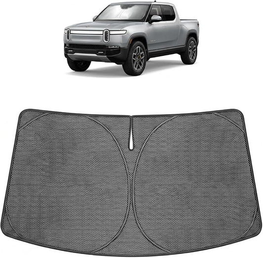 Proadsy Windshield Sun Shade Custom Fit Rivian R1T 2022-2026 Ice Crystal Black Front Window Sunshade UV and Heat Blocker Foldable Visor Keeps Car Cooler for Summer Parking and Daily Use