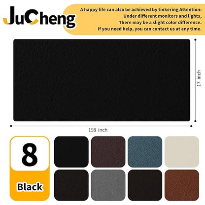 JuCheng Leather Repair Kit -Leather Repair Patch Self-Adhesive Waterproof Patch & Glue for Furniture, Car Seats, Sofa, Couch, Vinyl - Instant Fix for Tears & Scratches (Black, 17X158 inch)