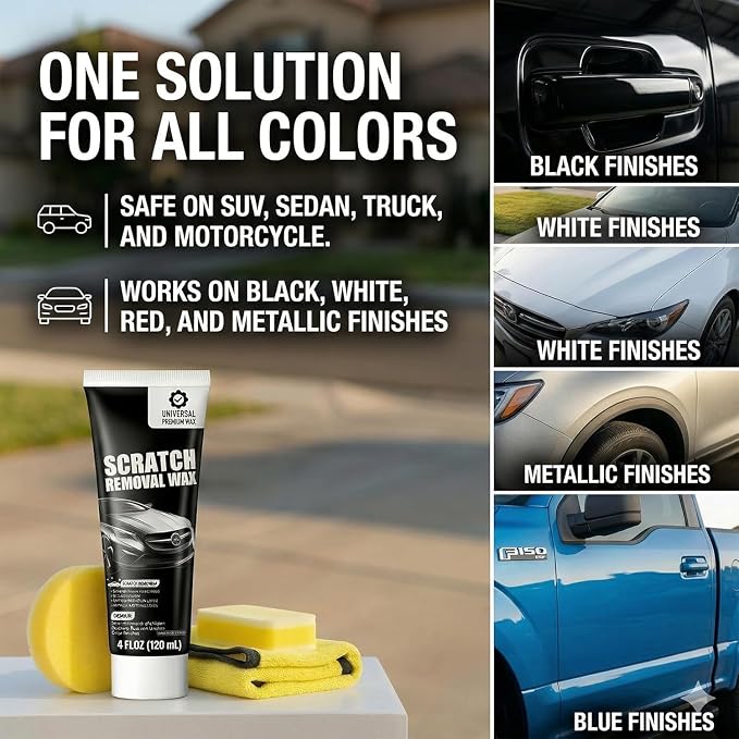 Car Scratch Remover (2-Pack) - Premium Auto Paint Restorer Wax to Easily Repair Minor Scuffs, Blemishes & Oxidation, Includes Applicator Sponge & Microfiber Towel