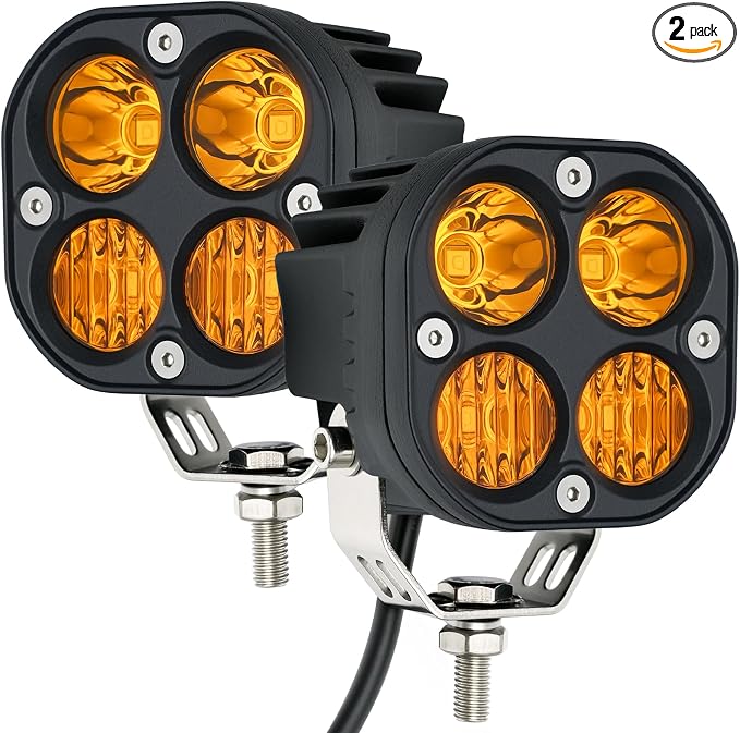 2-Pack 40W 3Inch Yellow/Amber Combo Beam LED Pod Light - Bright Off-Road Driving Fog Lights, Waterproof Auxiliary Ditch Lights for Truck, SUV, ATV, Boat, Motorcycle, Pickup, Tractor