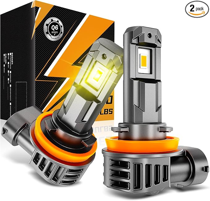 Auxbeam H11 H8 H9 Fog Lights, 3000K Golden Yellow, 12000LM Super Bright 600% Brighter, Enhanced Visibility for Fog & Off-Road, Plug and Play, Pack of 2