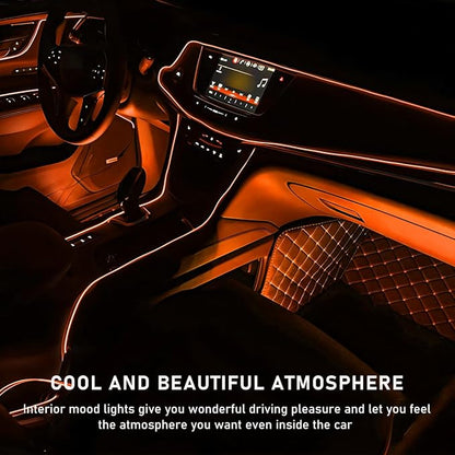 Ohleats Car LED Strip Light, 24 LED RGB Auto Interior Atmosphere Lights, USB Vehicle Under Dash Ambient Night Light Strip, Interior Decorative Lamp Lighting Kit Car Accessories (Orange)