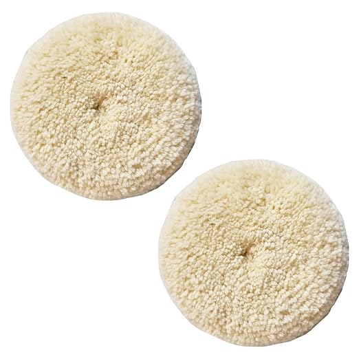 2 Pack 8" 100% Wool Buffing Pad for Compound Cutting & Polishing (2PCS 8" Single Wool Buffing Pad)