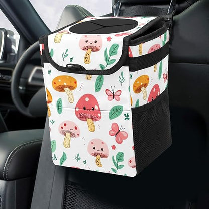 Car Trash Can – Multi-Purpose, Lightweight and Portable with Durable Water-Resistant Coating, No Installation Required, Practical and Ample Capacity, Variety of Colors.Mushroom