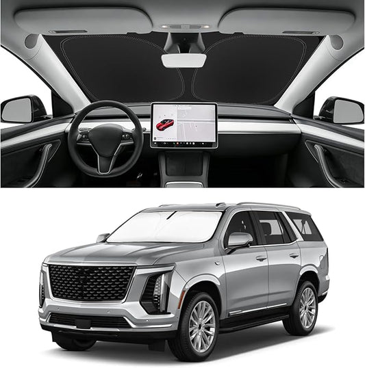 Custom Fit Windshield Sun Shade for Cadillac Escalade 2021-2026, Blocks UV & Heat, Front Window Sunshade Accessories, Easy Fold & Store Keep Your Car Cooler
