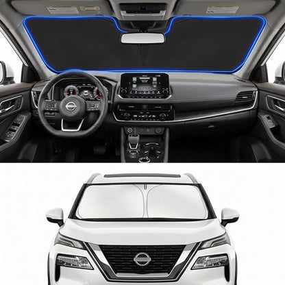 Custom Fit Windshield Sun Shade for Nissan Rogue 2021-2026 | Perfect Vehicle Fit, Cooler Interior, Blocks UV Rays, Stronger Frame, Easy Fold & Store