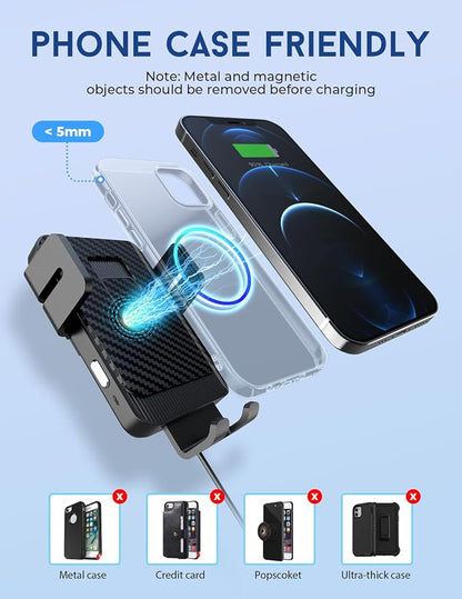 Wireless Car Charger, MOKPR 15W Fast Charging Car Mount Auto-Clamping Car Charger, Dashboard Windshield Phone Holder Compatible with iPhone 16 15/14/13/13 Pro/12 Pro12/11/X, Samsung S23/S22/S10/S9/S8