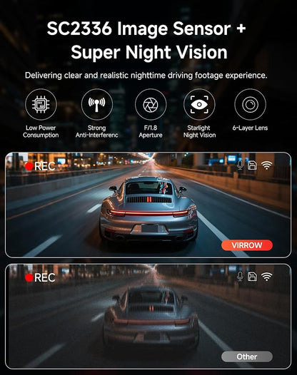 Dash Cam Front and Rear: 4K+2.5K Dash Camera for Cars - Dashcam Built-In WiFi APP Control 64GB Included 3.39" Touchscreen 24H Parking Monitor WDR Night Vision Loop recording Collision Detection(X5)