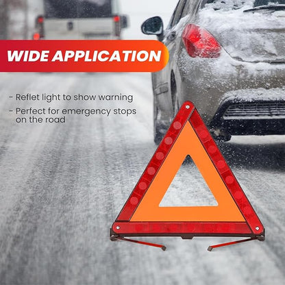 DASBET 3 Pack Emergency Warning Triangles with 2 Pack Reflective Vest Kit | Roadside Safety Triangle, Foldable Warning Reflective Triangle with Case for Vehicles Breakdown & Emergencies