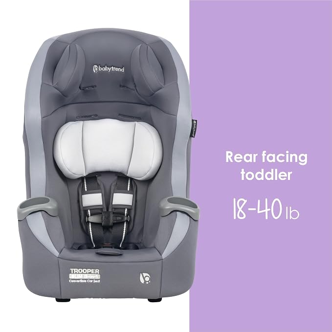 Baby Trend Trooper™ Slim 3-in-1 Convertible Car Seat, Dash Grey – Slim Fit, 3-in-1 Growth Modes, Lightweight Design, Adjustable Comfort Padding