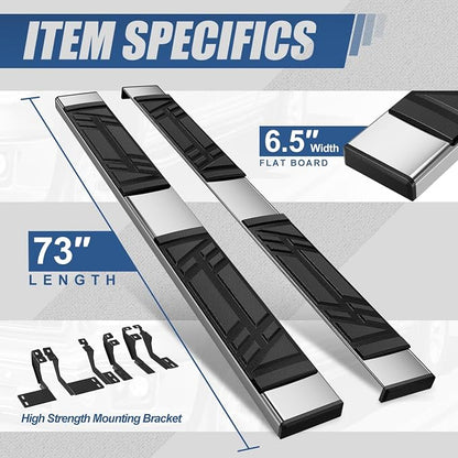 Auto Dynasty Running Boards Compatible with 2023 2024 2025 Honda Pilot, Stainless Steel Side Step Rail Nerf Bars, 6.5" x 73" Step Bars, Polished Chrome