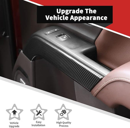 Voodonala for Chevy Silverado Car Door Interior Trim Cover Kits Compatibe with Chevy Silverado 2014-2018(ABS,4pcs/Set,Carbon Fiber Black)