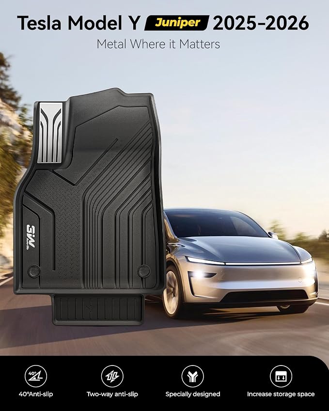 3W Tesla New Model Y Juniper Floor Mats and Cargo Liners, TPE Full Set Floor Liner for New Model Y 2025 2026, Cargo Mats and Seat Back Cover Protector, Car Mats for Tesla Accessories, Vigormold™