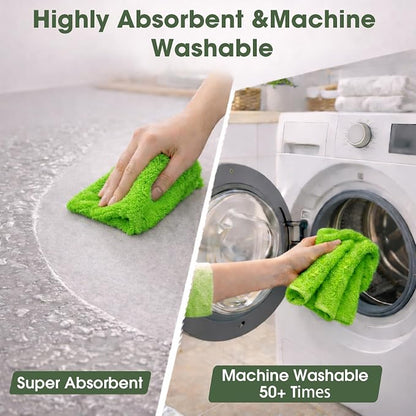 Microfiber Cleaning Cloth Roll - 100 Pack Tear Away Microfiber Paper Towels, Reusable, Washable, Scratch-Free, Kitchen Towels for Car, Home, Kitchen, Glass, Dishes (Neon Green)