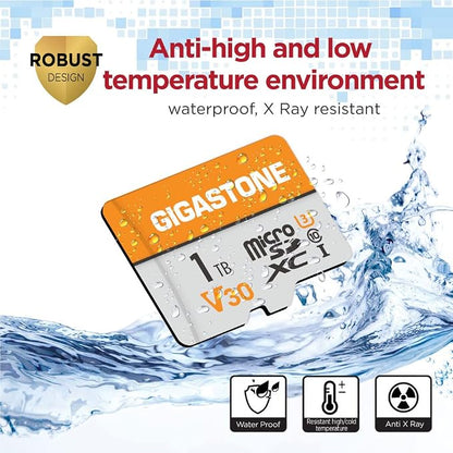 GIGASTONE 1TB Micro SD Card 2-Pack, A1 V30 4K Video Recording, Surveillance, Security Camera, Action Camera, Drone, 140MB/s MicroSDXC Memory Card UHS-I V30 Class 10