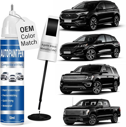 Agate Black Metallic (UM) Touch Up Paint for Cars, Compatible with Ford F-150/Explorer/Escape, 2-in-1 Car Scratch Repair Pen, Color Accurate, Quick Dry, Long-Lasting