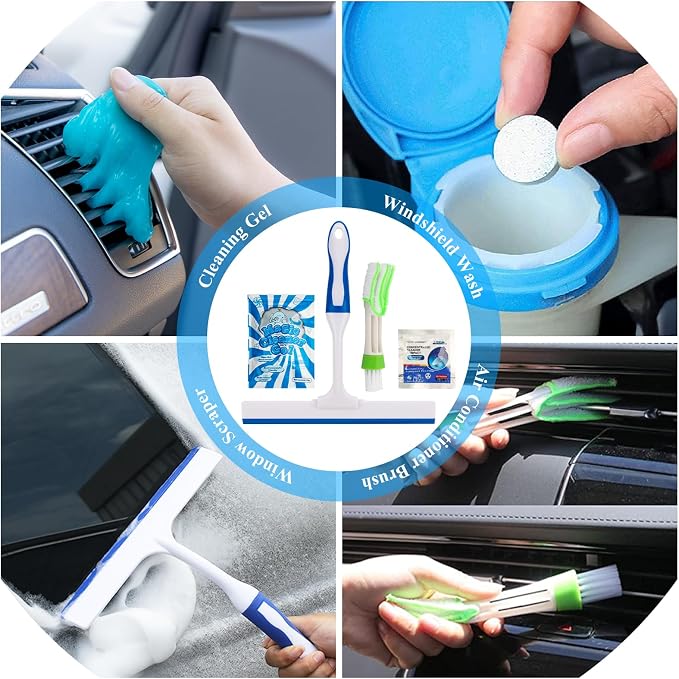 31Pcs Car Detailing Brush Set, Car Detailing Kit, Auto Detailing Drill Brush Set, Car Detailing Brushes, Car Wash Cleaning Tools Kit for Interior, Exterior, Wheels, Blue